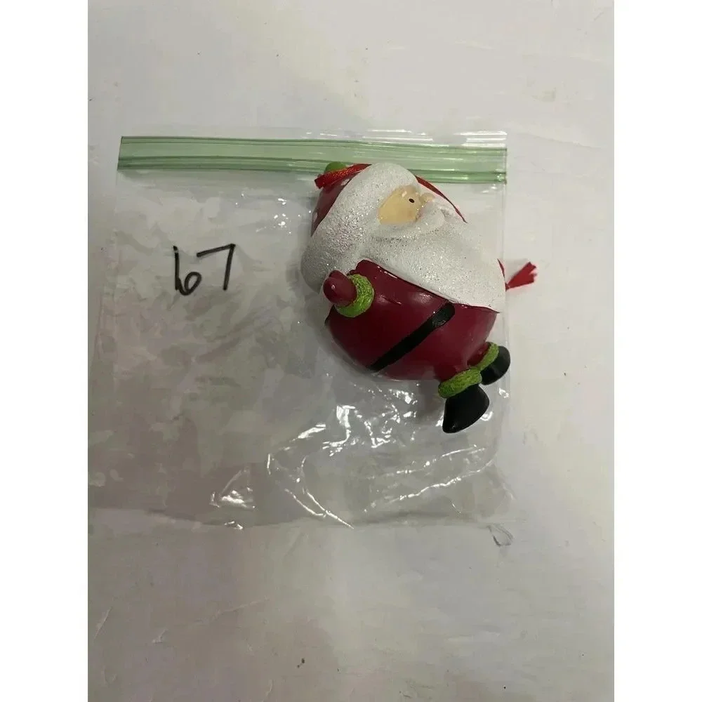 Round Santa ￼With Lime Green Trim Christmas Ornament 4 1/2‎ Inches Unique